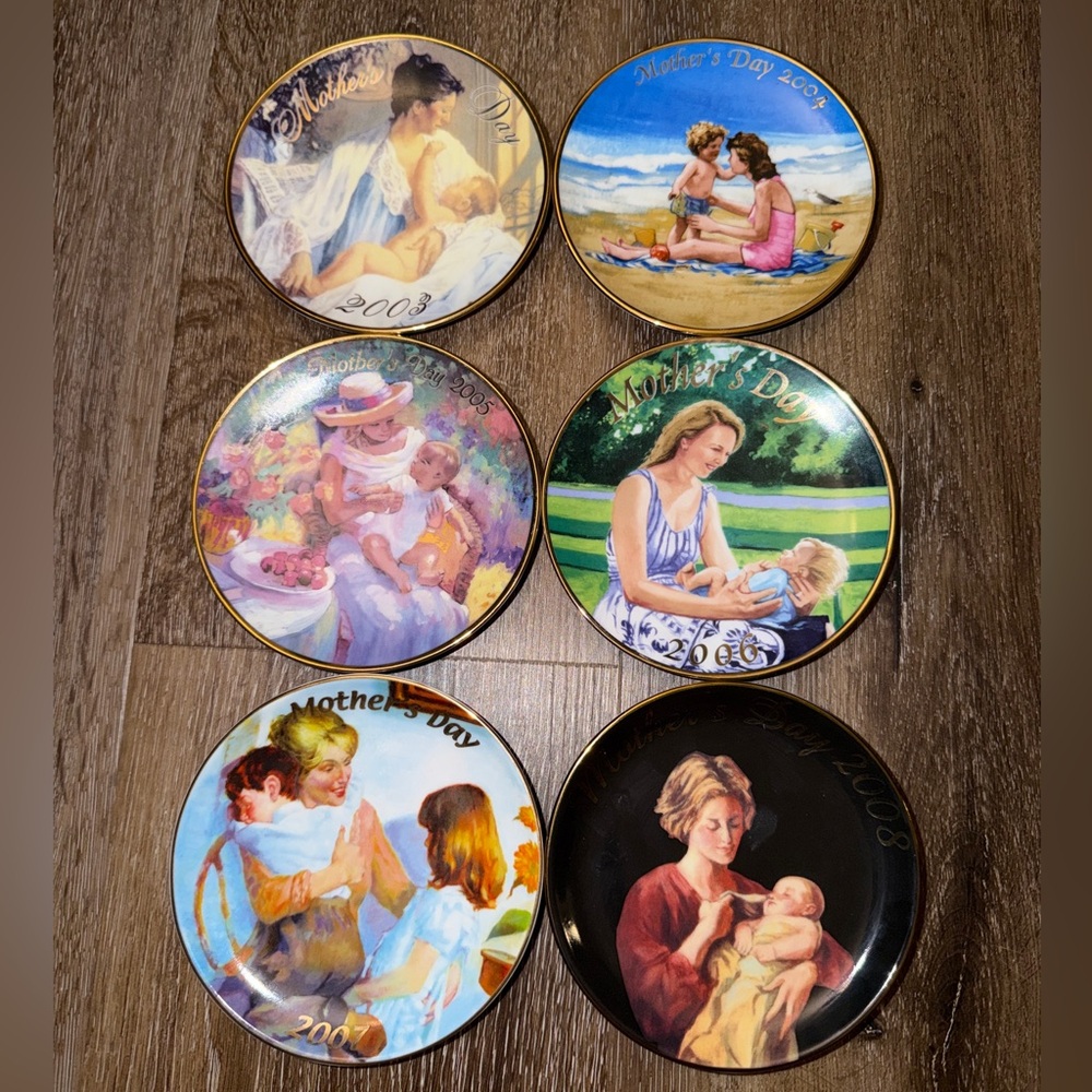 Vintage Avon Mother’s Day Collectible Plates, Set of 6, 2003-2008, No Defects